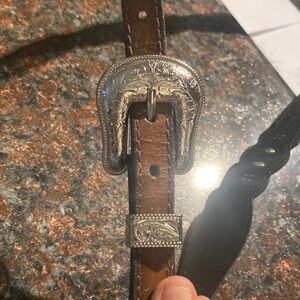 Silver and Brown Western Belt